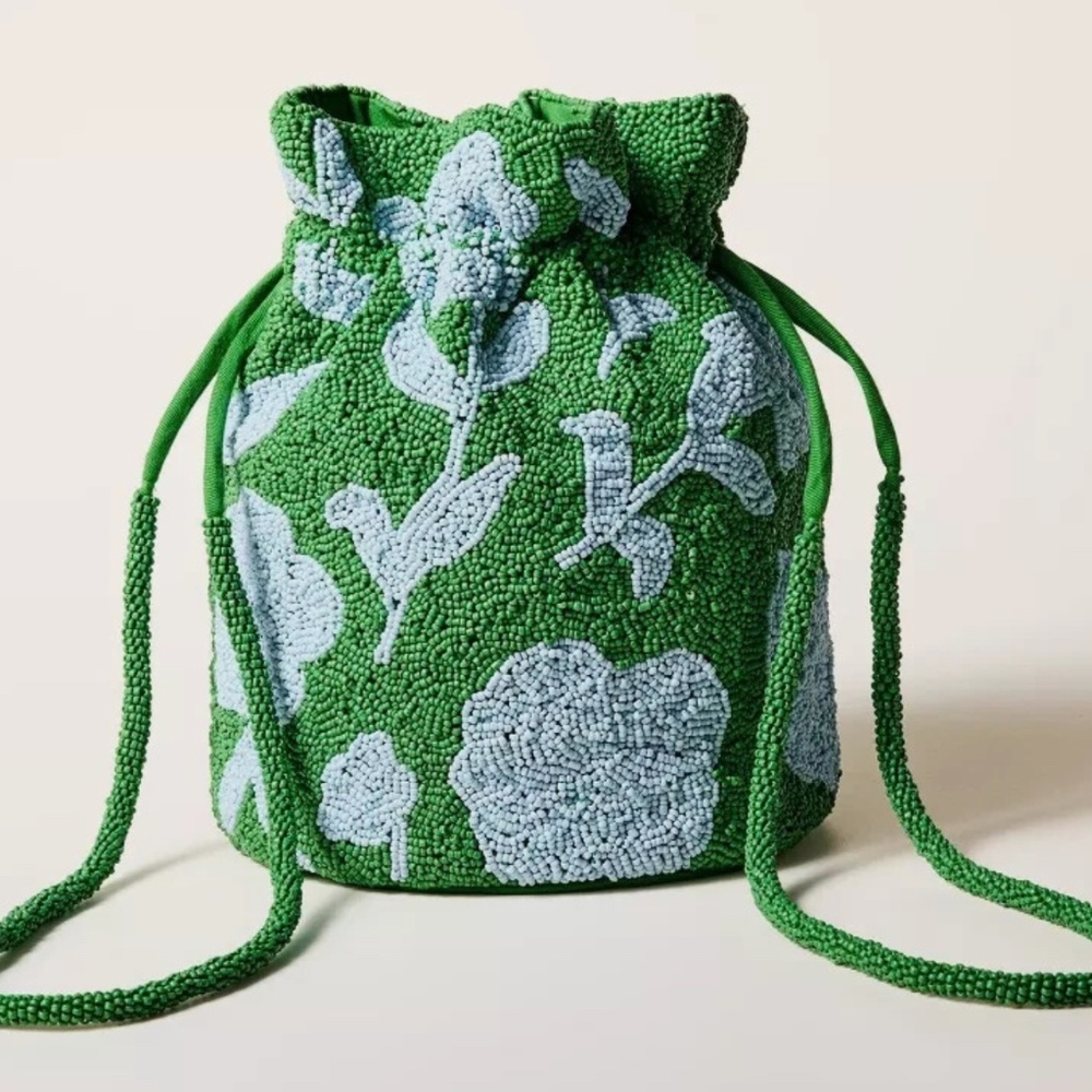 Kate Spade x Target Beaded Rose Drawstring Bucket Bag NWT